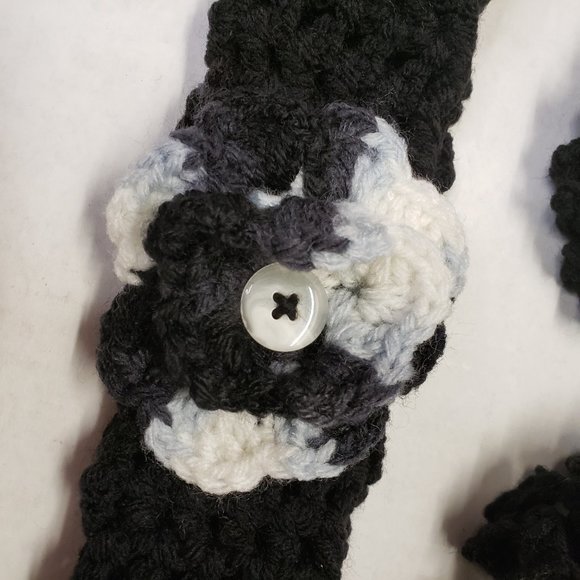 Woman's Handmade Crochet 2 Scrunchies and Flower Headband Black | New - Picture 5 of 11